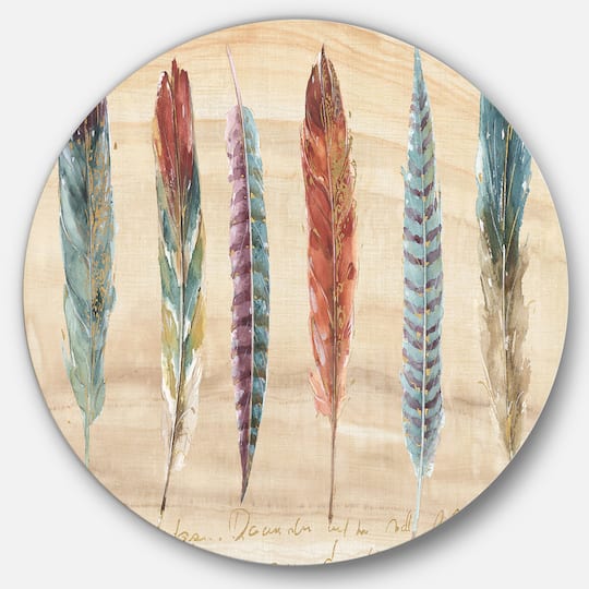 Designart - Feathers Cottage Family - Farmhouse Metal Circle Wall Art